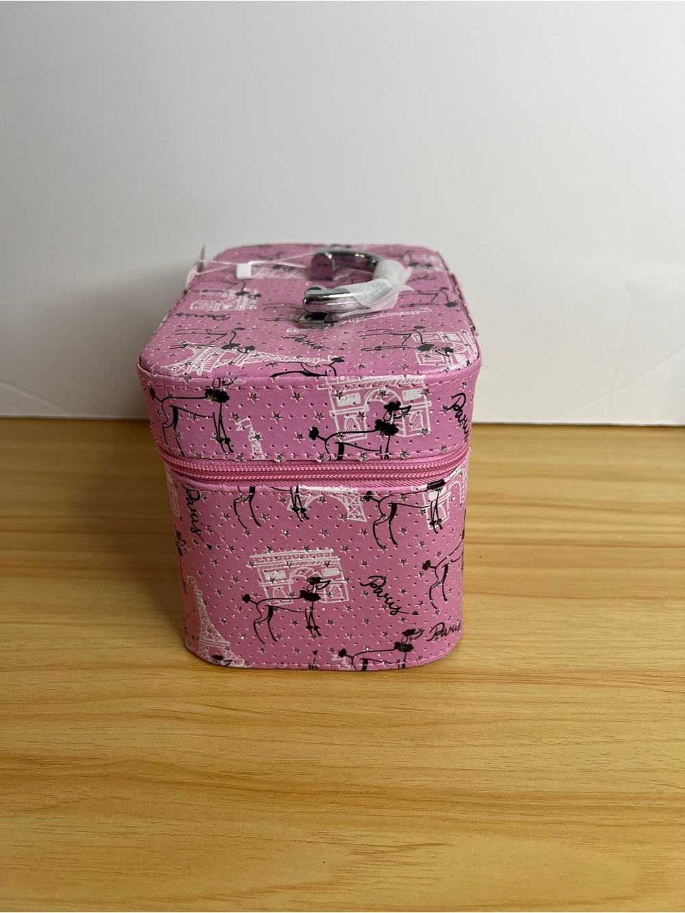 Pink Paris-Print Travel Cosmetic Case - Picture 2 of 5